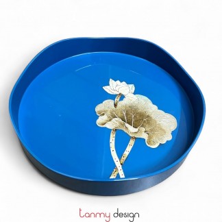 Khay sơn mài tròn miệng lượn 27 cm  